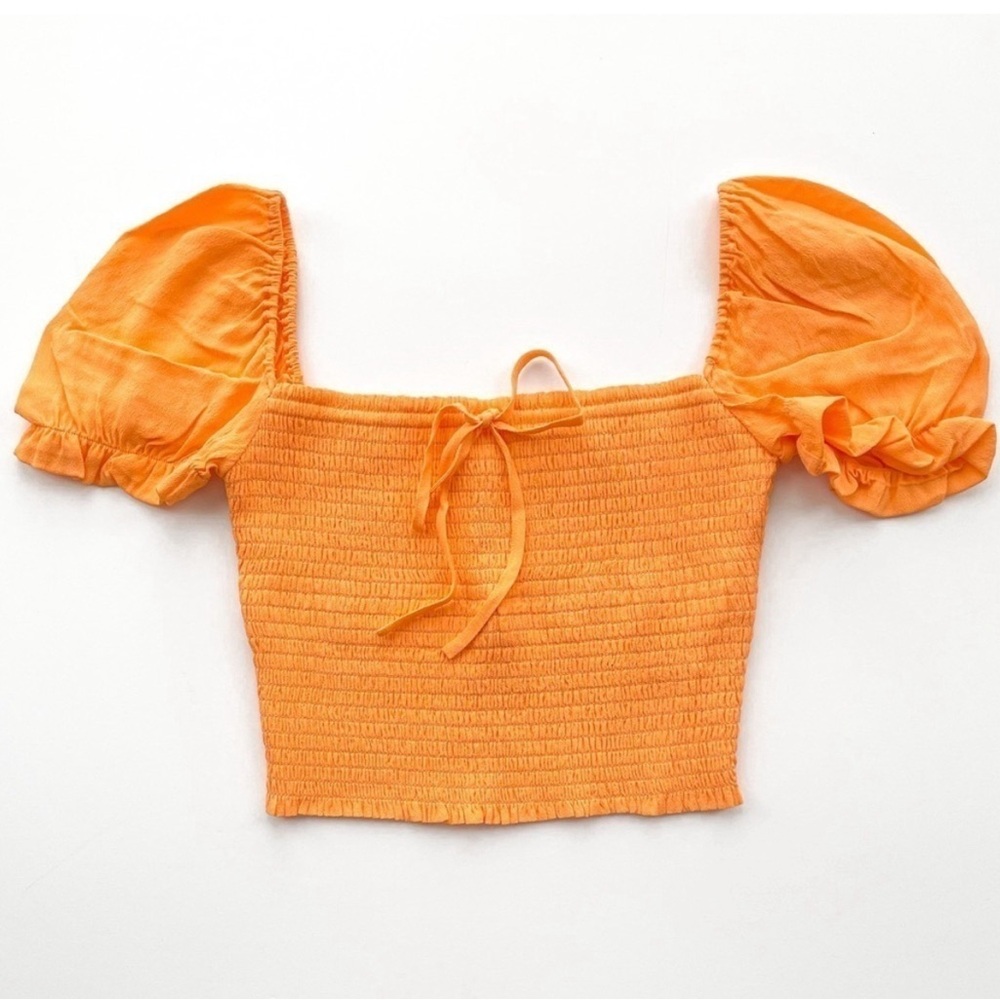 Aritzia Wilfred Smocked Cropped Blouse